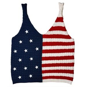 Moon & Madison 4th of July Patriotic American Flag 🇺🇸 Knit Tank Top Small NWOT